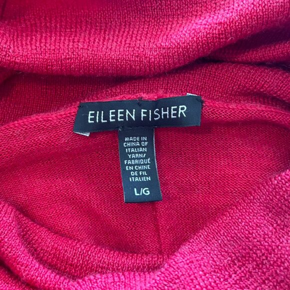 Eileen Fisher Raspberry 100% Merino Wool Drapy Turtleneck Sweater - Size L - Picture 4 of 5